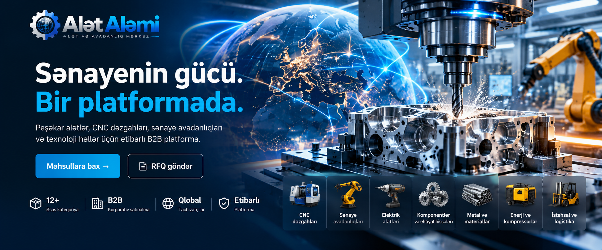 Alət Aləmi: CNC dəzgahları, sənaye robotları, elektrik alətləri və istehsalat avadanlıqları